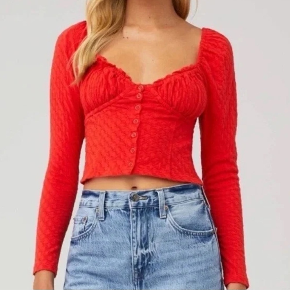 Like New FREE PEOPLE Ladybug Long Sleeve Top